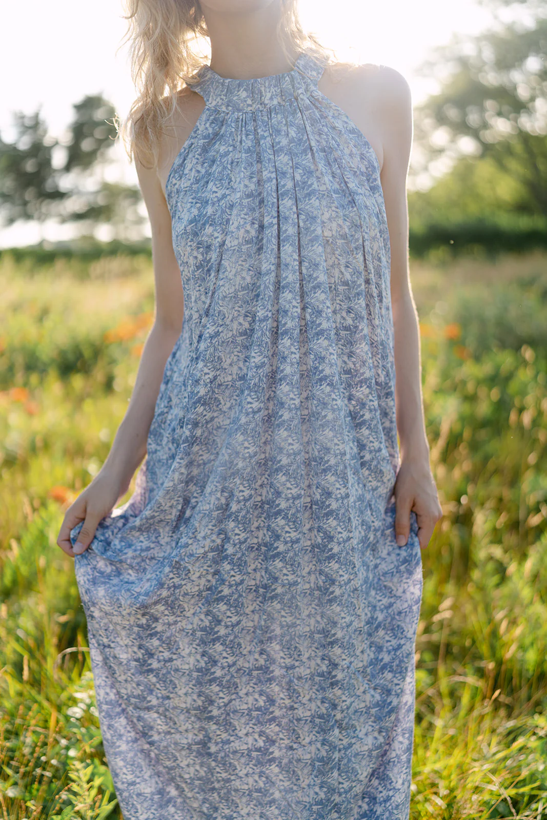 Chloe Blue Print Maxi Dress - Image 3