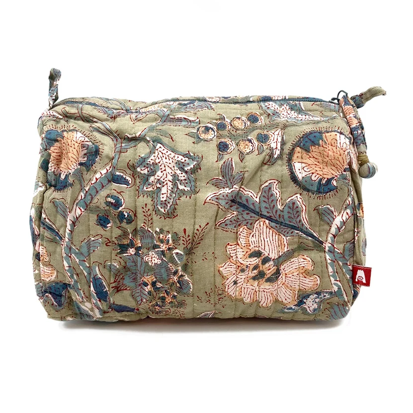 Large Floral Blockprint Travel Pouch - Image 3