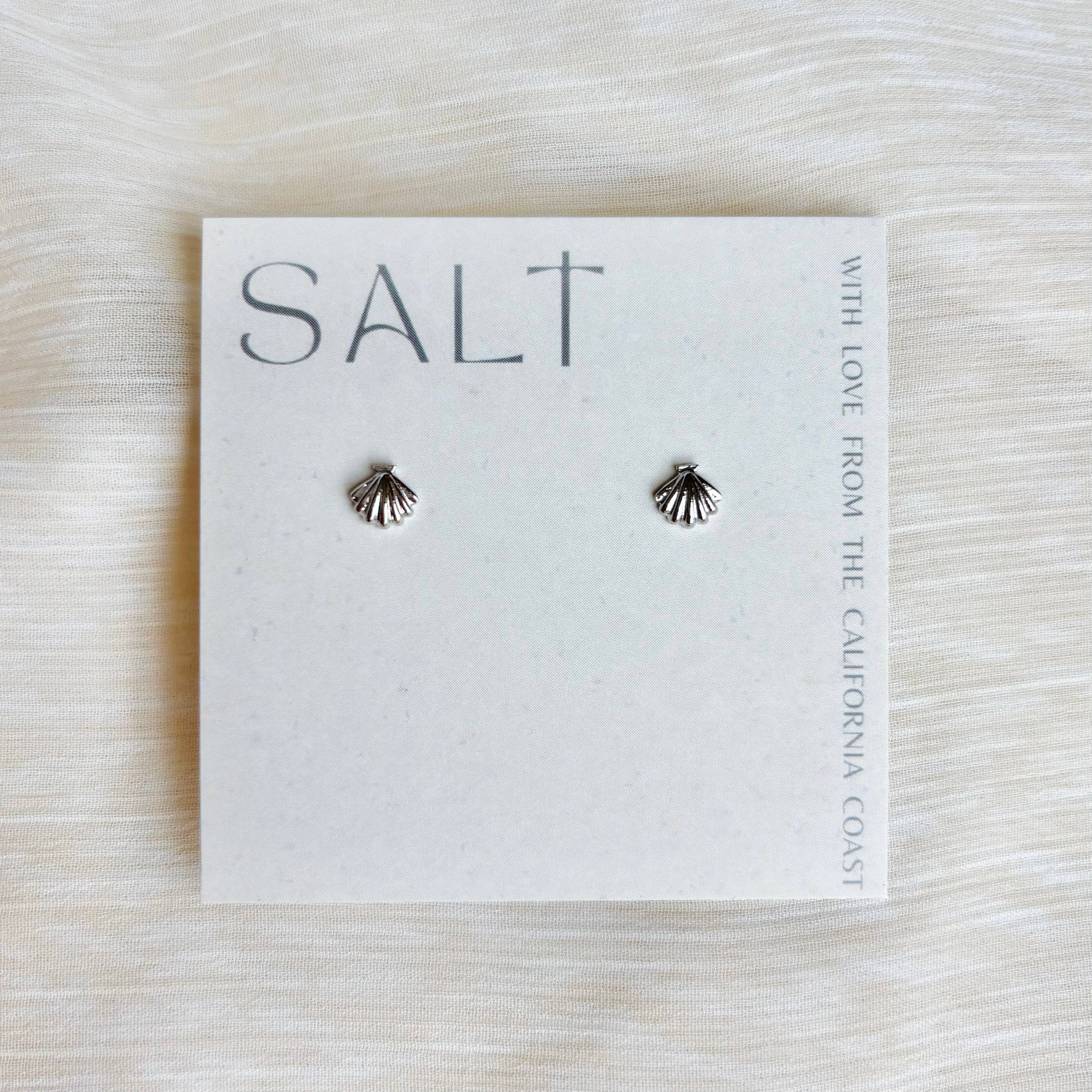 SALT - SILVER SEASHELL STUDS
