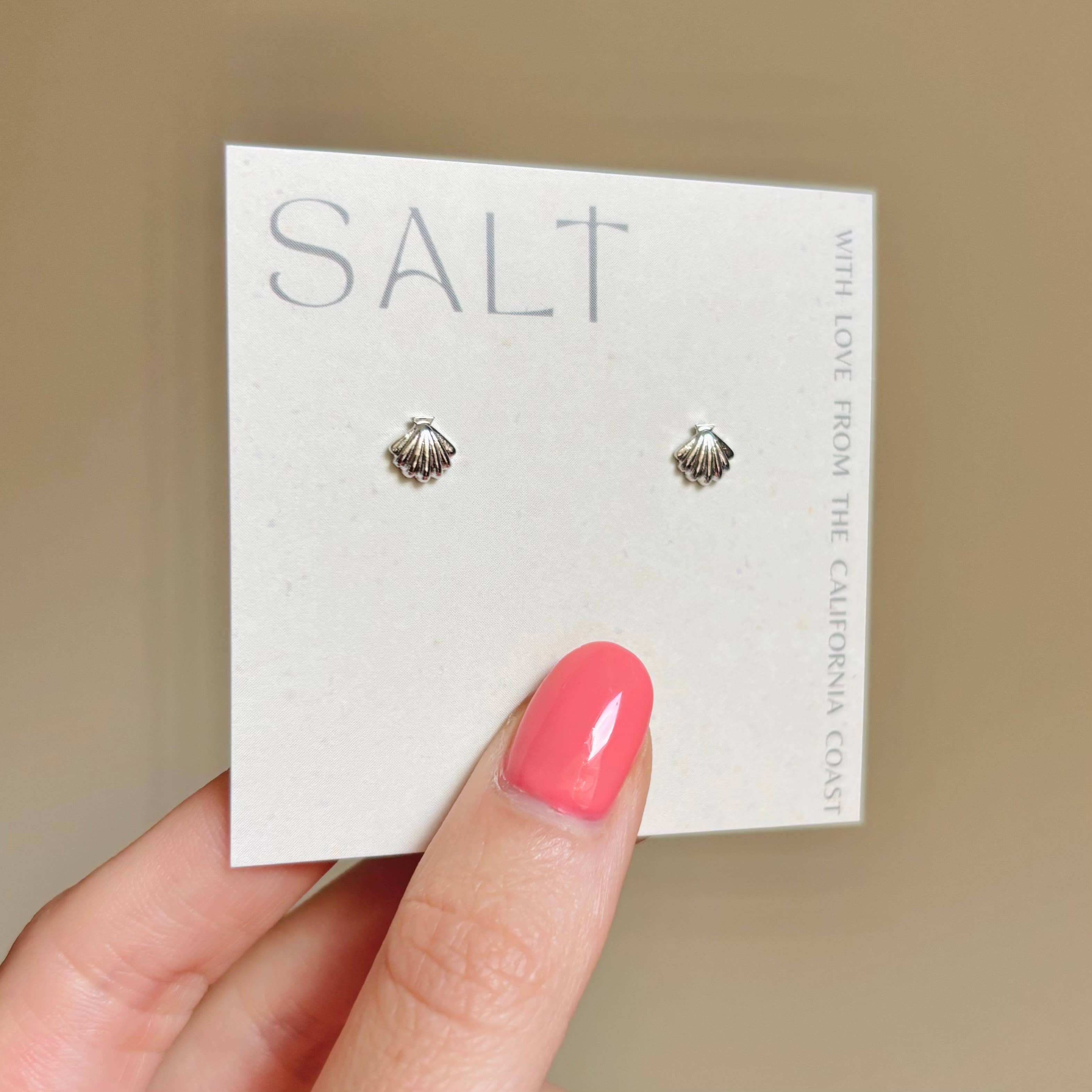 SALT - SILVER SEASHELL STUDS - Image 3