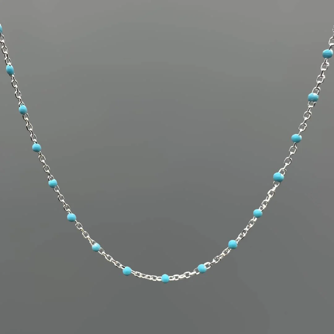 Something Silver - Enamel Satellite Necklace: Turquoise / Sterling Silver