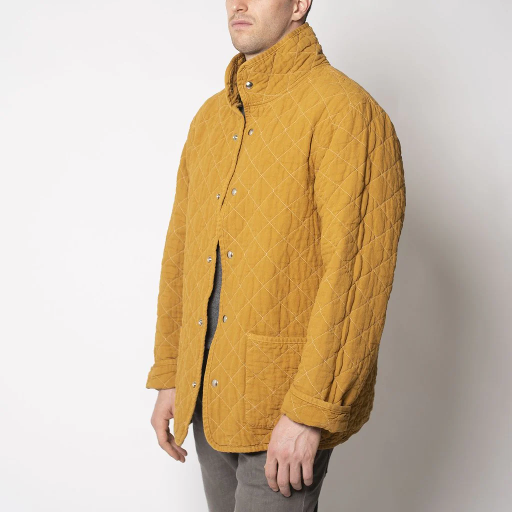 Utility Canvas Quilted Snap Unisex Jacket - Honey - Image 4